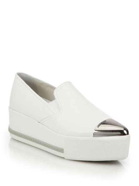 miu miu metal cap toe sneaker white|miu michael shoes.